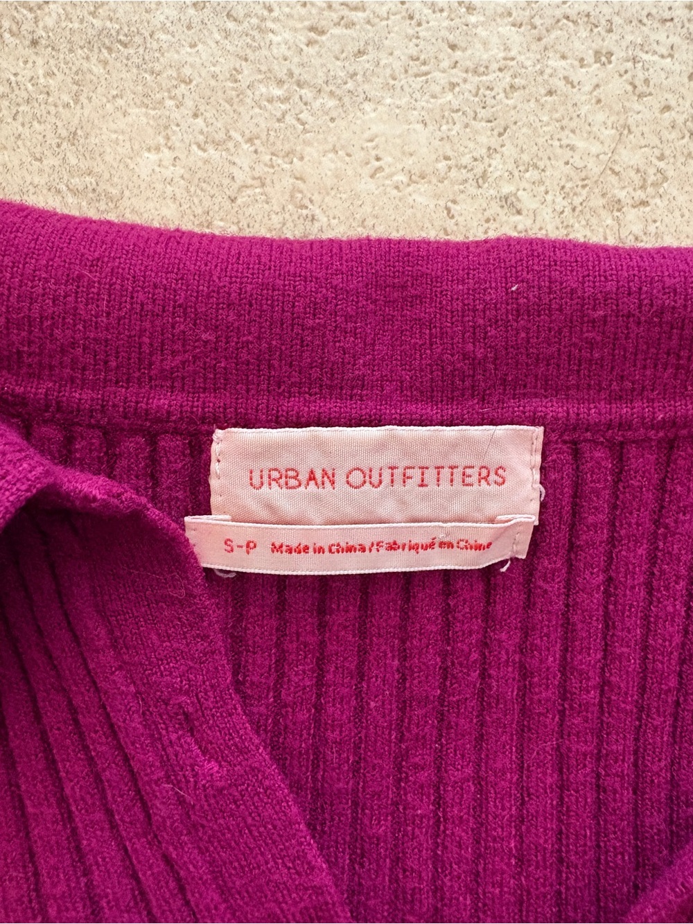 Magenta Cropped Button Up Sweater - Picture 4 of 4